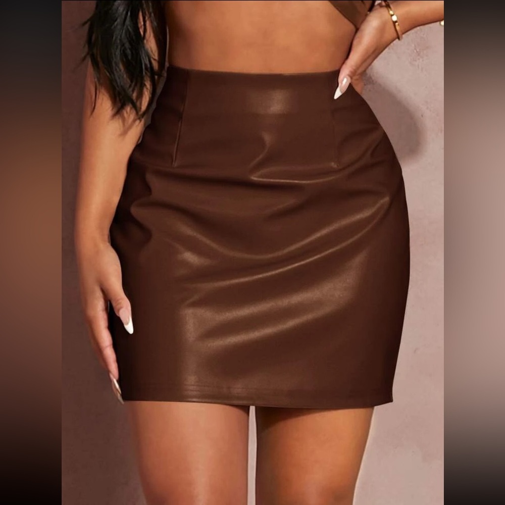 High Waist Leather Bodycon Skirt
